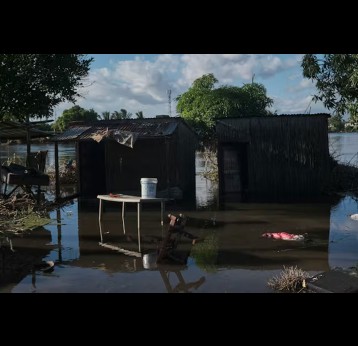 A yard submerged with flood water from the Limpopo river on 5 February 2026 in Xai Xai, Mozambique. Zinyange Auntony/Getty Images 
