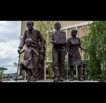 The Glass Works, Barnsley, South Yorkshire, UK: memorial statue tribute to the victims and key workers of the COVID pandemic. Steve Travelguide/Shutterstock