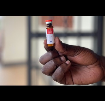 A vial of the MR vaccine. Vaccines helped stop measles, a deadly and contagious disease, in rural Uganda. Credit: John Agaba