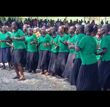 The Women for Peace choir performing in Lodwar during the launch of measles-rubella and typhoid conjugate vaccine campaigns. Credit: Locheria Albert.