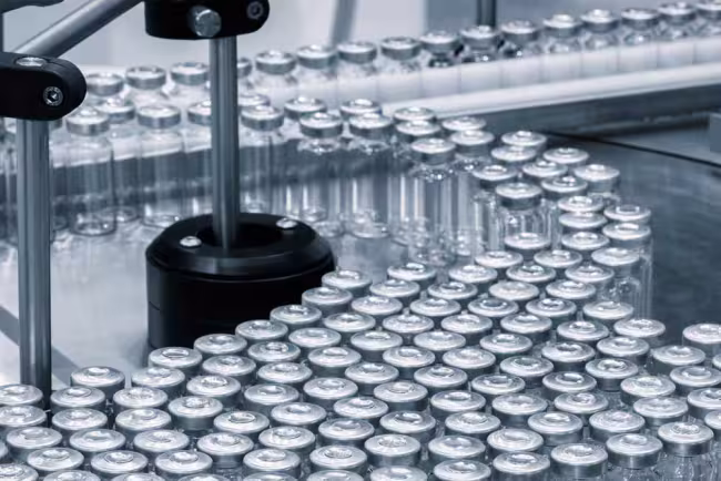 Vaccine vials in production.