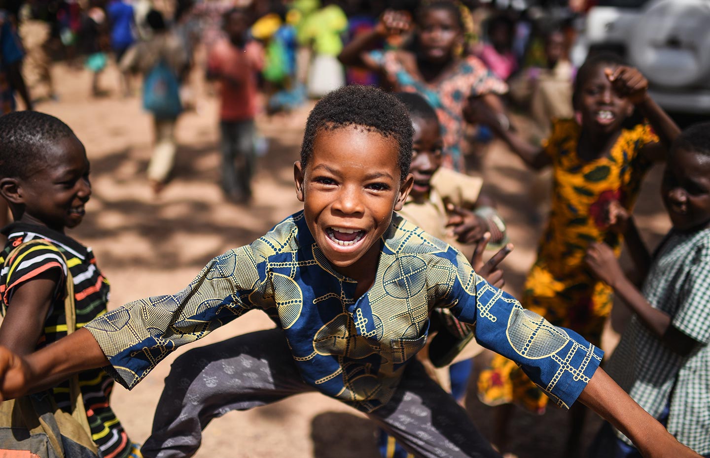 Jumping boy in Burkina Faso- Gavi/2018/Tony Noel