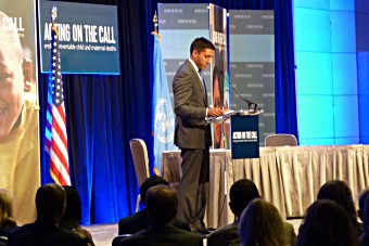 USAID Administrator Rajiv Shah addresses the Acting on the Call summit in Washington, DC on ending preventable maternal and child deaths.