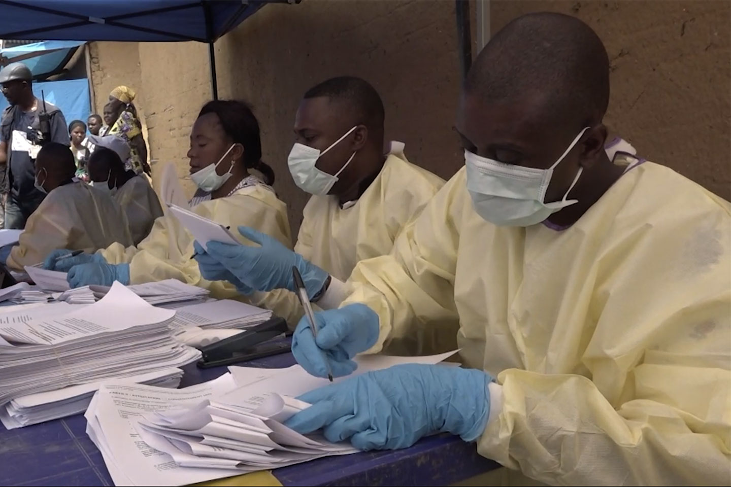 WHO image from video of Ebola vaccination in the Democratic Republic of the Congo, 2019