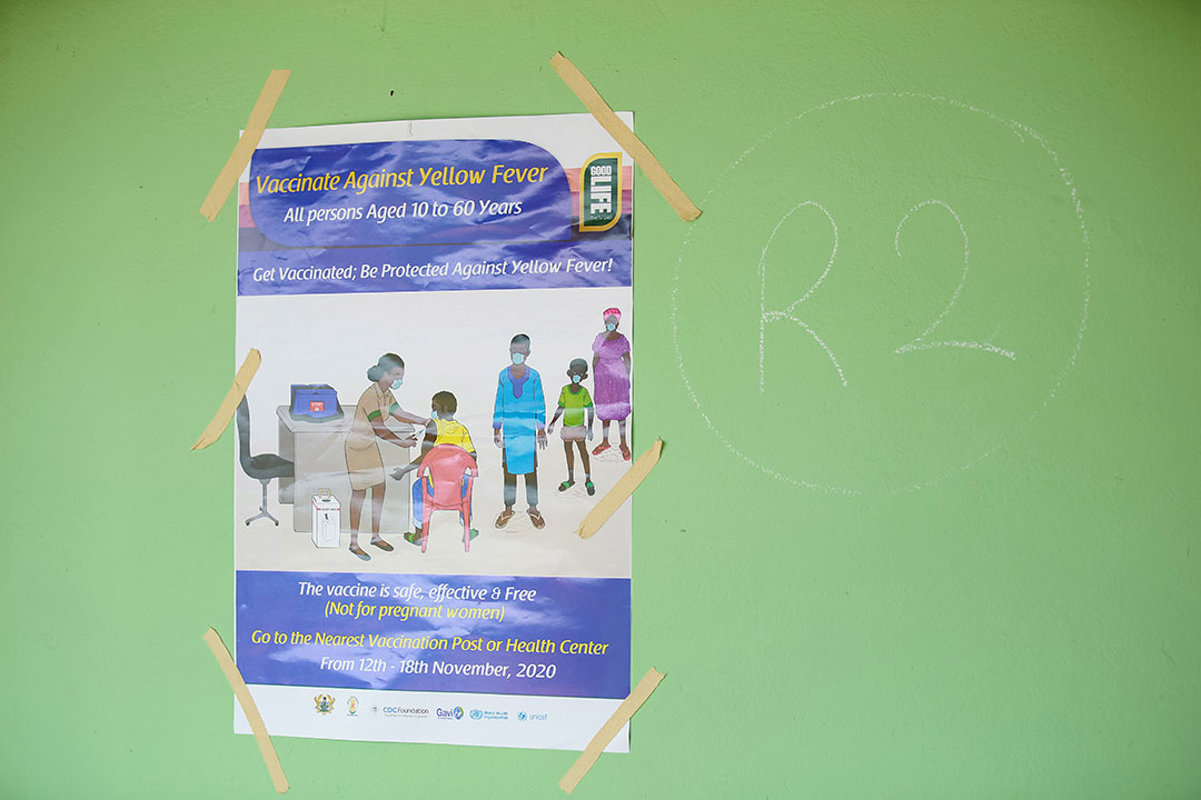 A poster showing information about the yellow fever campaign in the Eastern Region of Ghana. ©UNICEF/MILLS