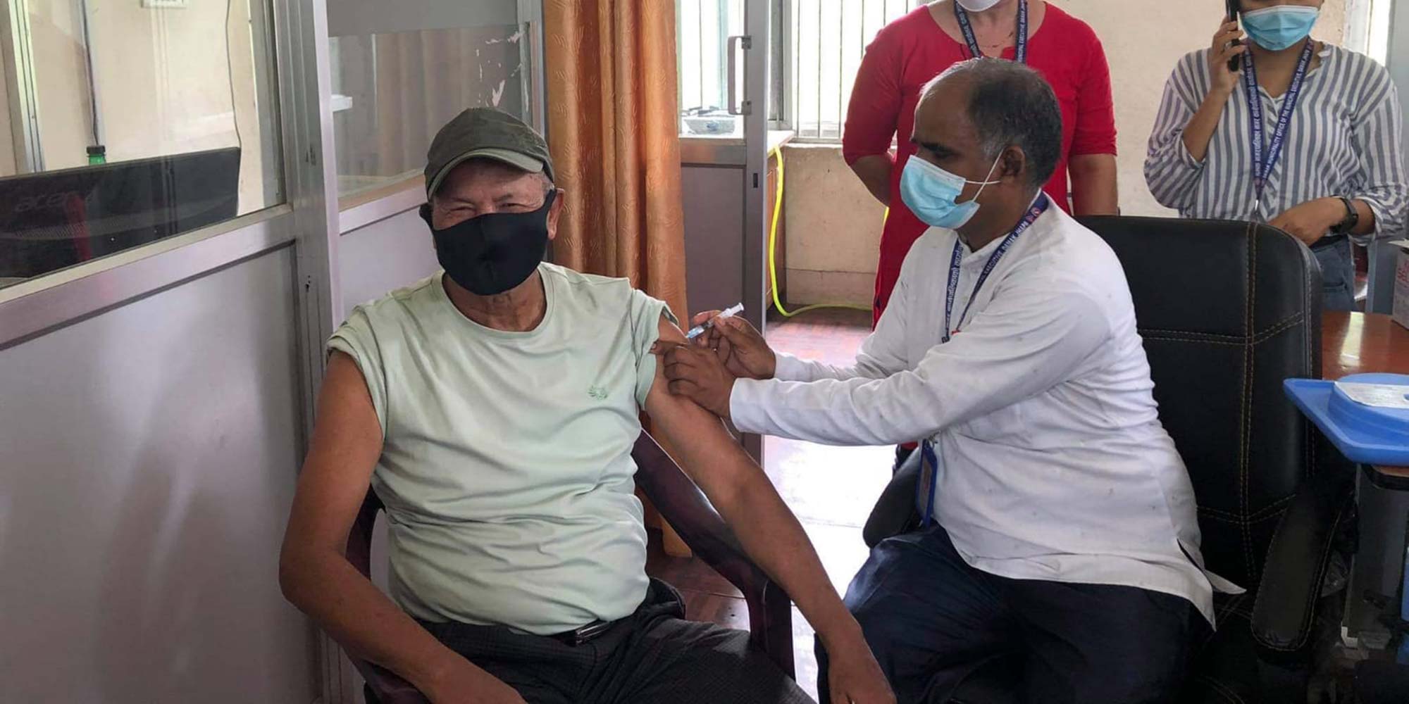 Bhutanese refugees at Beldangi camp, Damak, eastern Nepal, receive doses of J&J vaccine delivered by COVAX, shared by the US – Photo credit: Dr Sagar Tiwari, WHO-IPD.