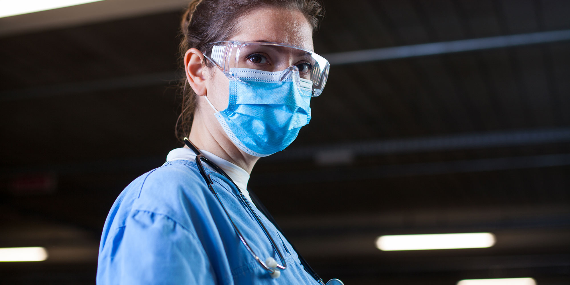 Young female doctor in lab or hospital clinic.