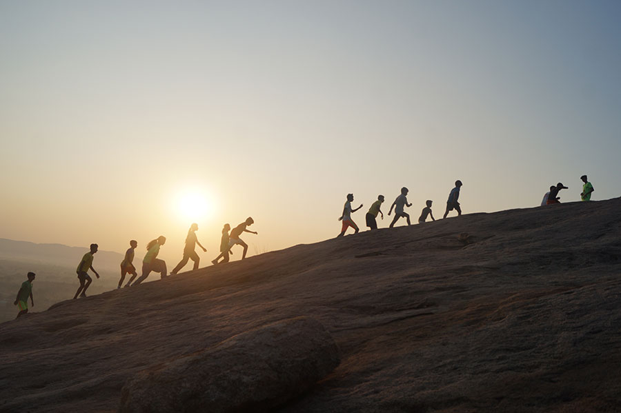 Running with the rising sun – the Snehagram children do their morning exercises. Credit: Paromita Chatterjee