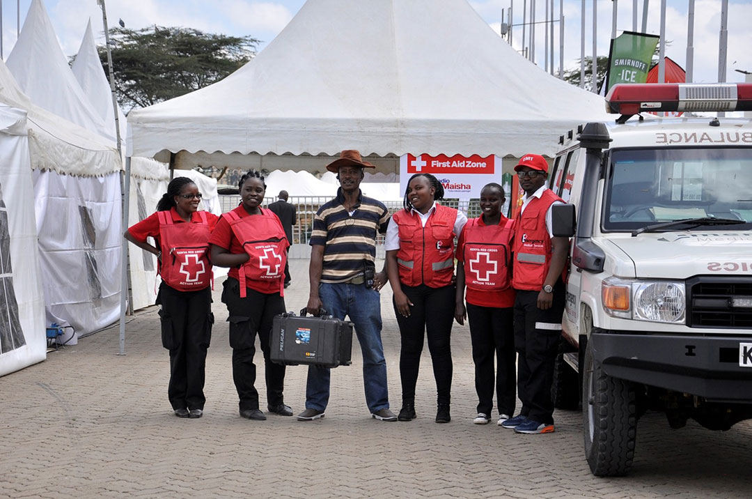 Chris Kirwa (middle) at work