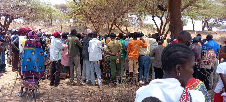 COVID-19 vaccine information session and vaccine registration taking place in Koor village, Marsabit Kenya