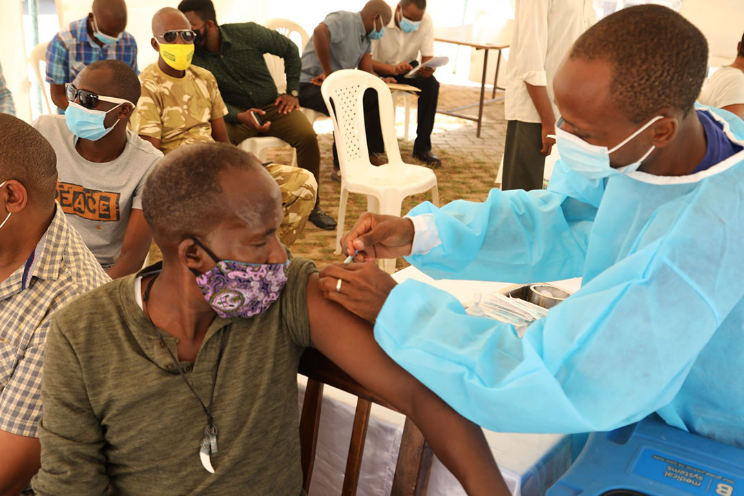 Locals in Kilifi County taking the AstraZeneca Covid-19 vaccine in Malindi, Kilifi county