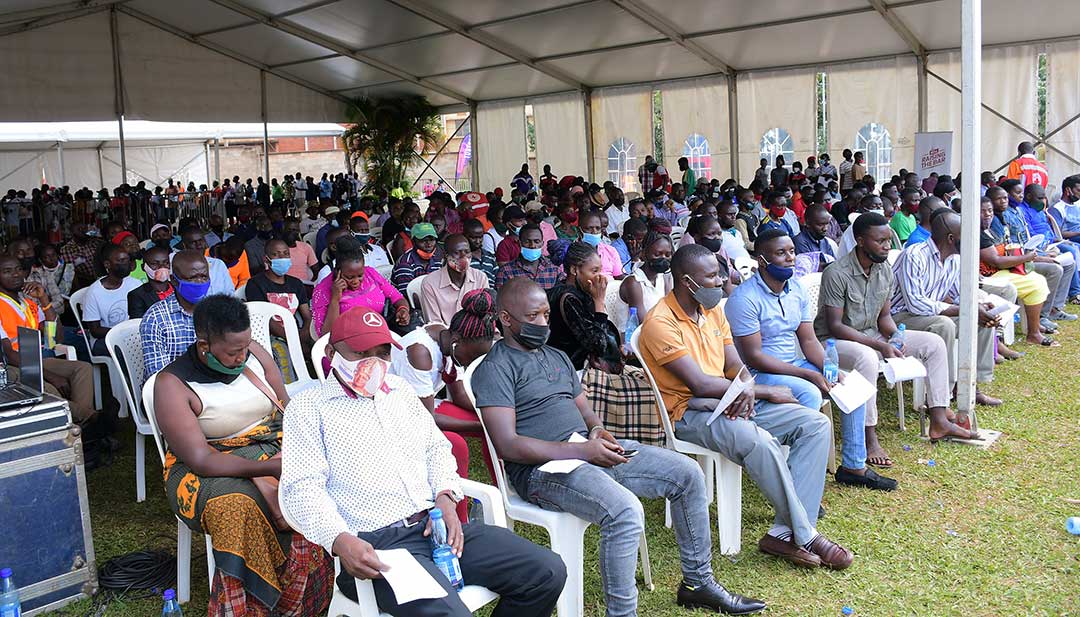 Members of the public awaiting their COVID-19 vaccines at Bulange