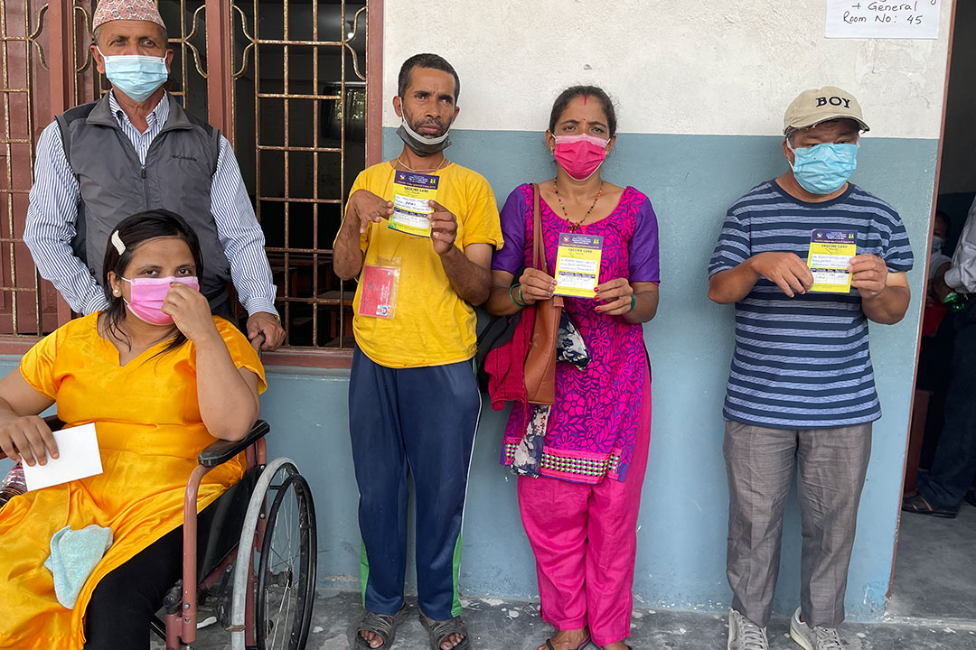People with disability waiting after being vaccinated in Kathmandu, Nepal. Photo credit: MoHP Nepal