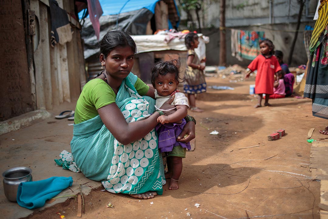 Blue-tent settlement at Hebbal, Bengaluru – Credit: Vivek Muthuramalingam