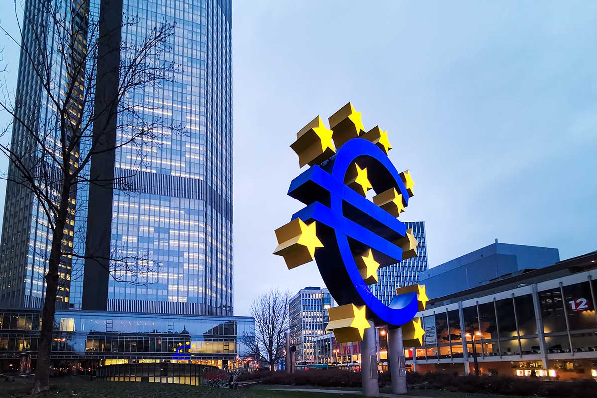 European Central Bank (ECB) is the central bank for the euro and administers the monetary policy of the Eurozone in Frankfurt, Germany.
