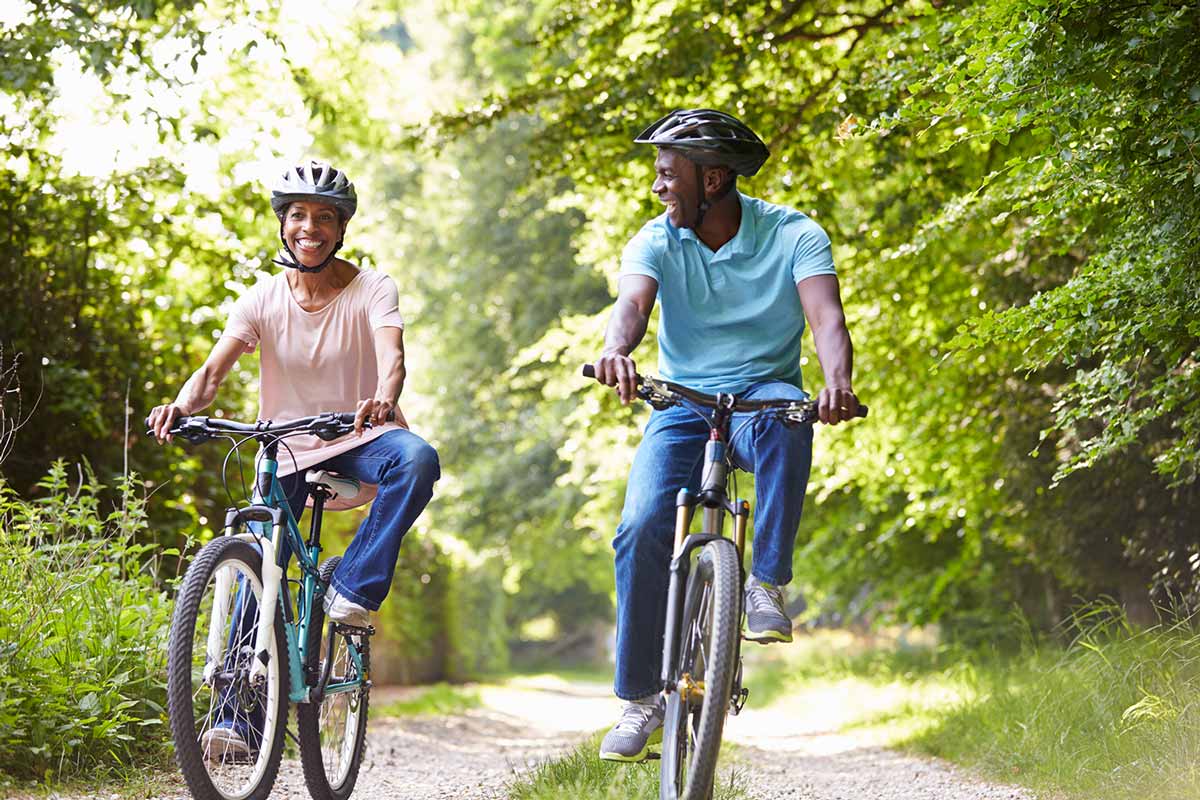 A couple cycling