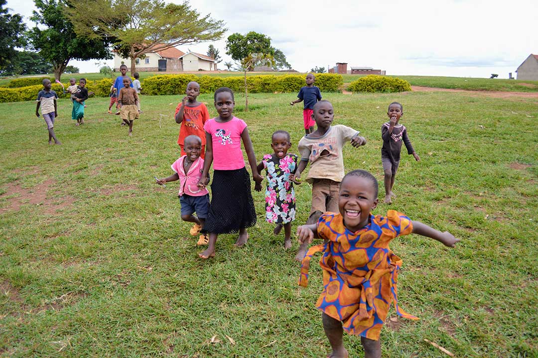 Children running and laughing