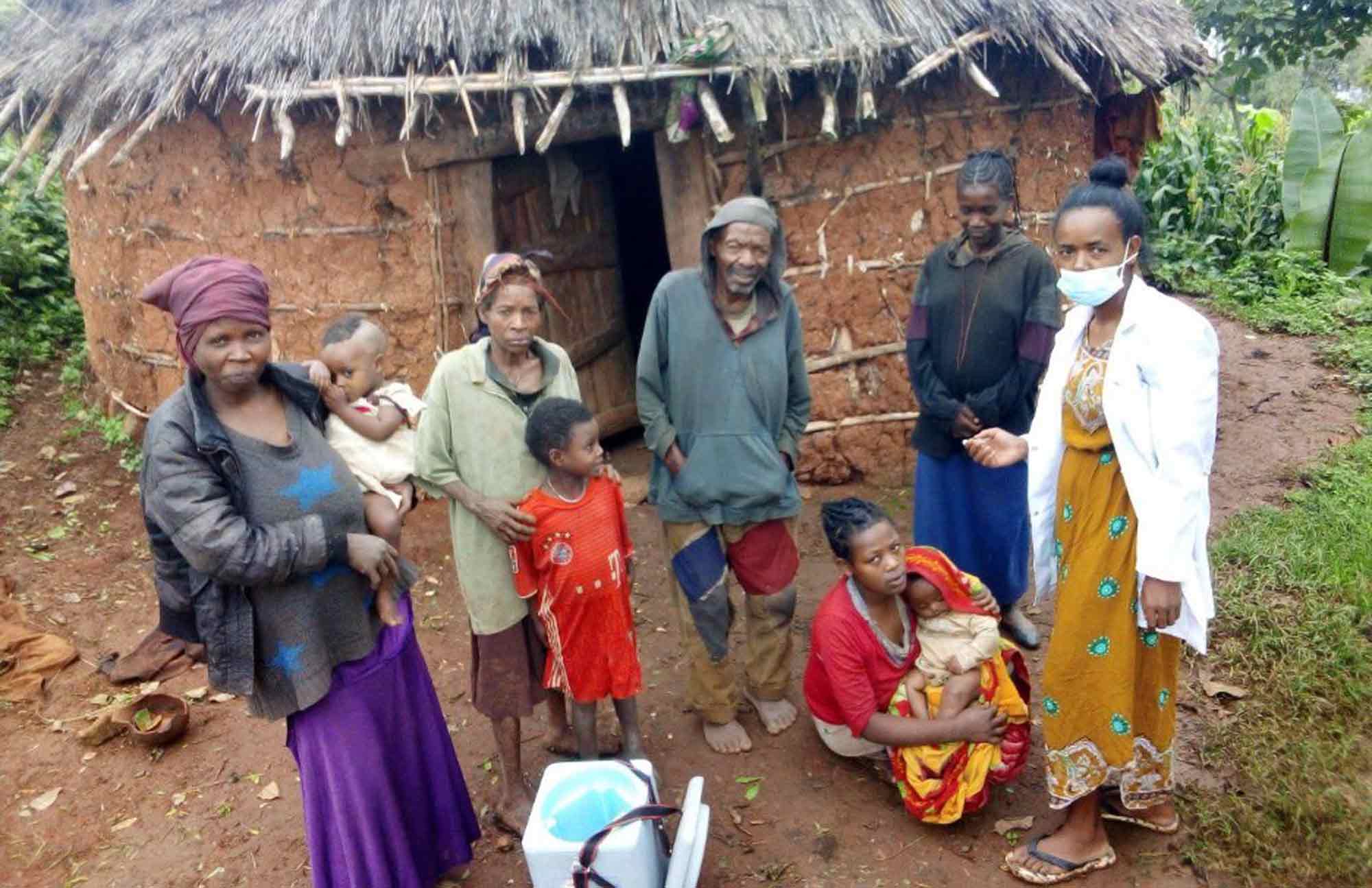 Addise Angulo, a health worker at Kanko health post, reaches a remote village to administer vaccines.