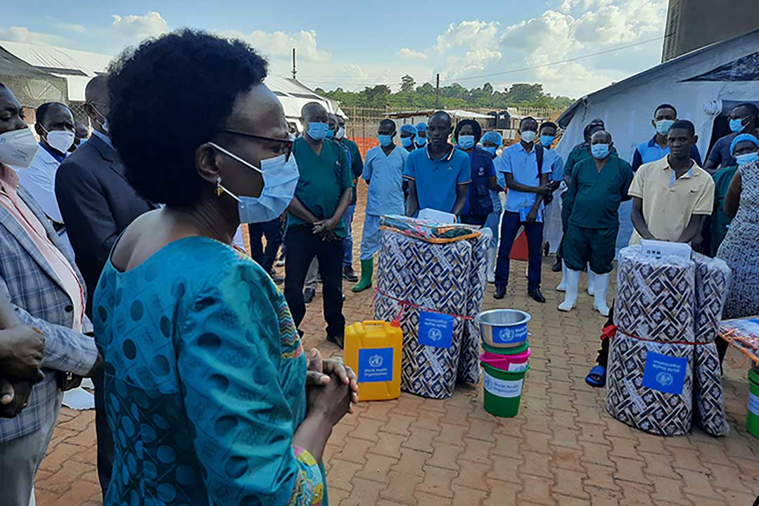 Dr Jane Aceng, Minister of Health, discharging the first patients to recover from the Sudan Ebolavirus in Uganda. Credit: Emmanuel Ainebyoona, Ugandan Ministry of Health