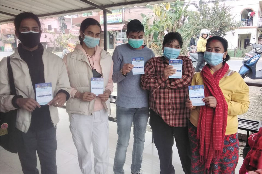 Members of the LGBTIQ community in Rupandehi after getting a jab. Photo credit: Anik Rana.