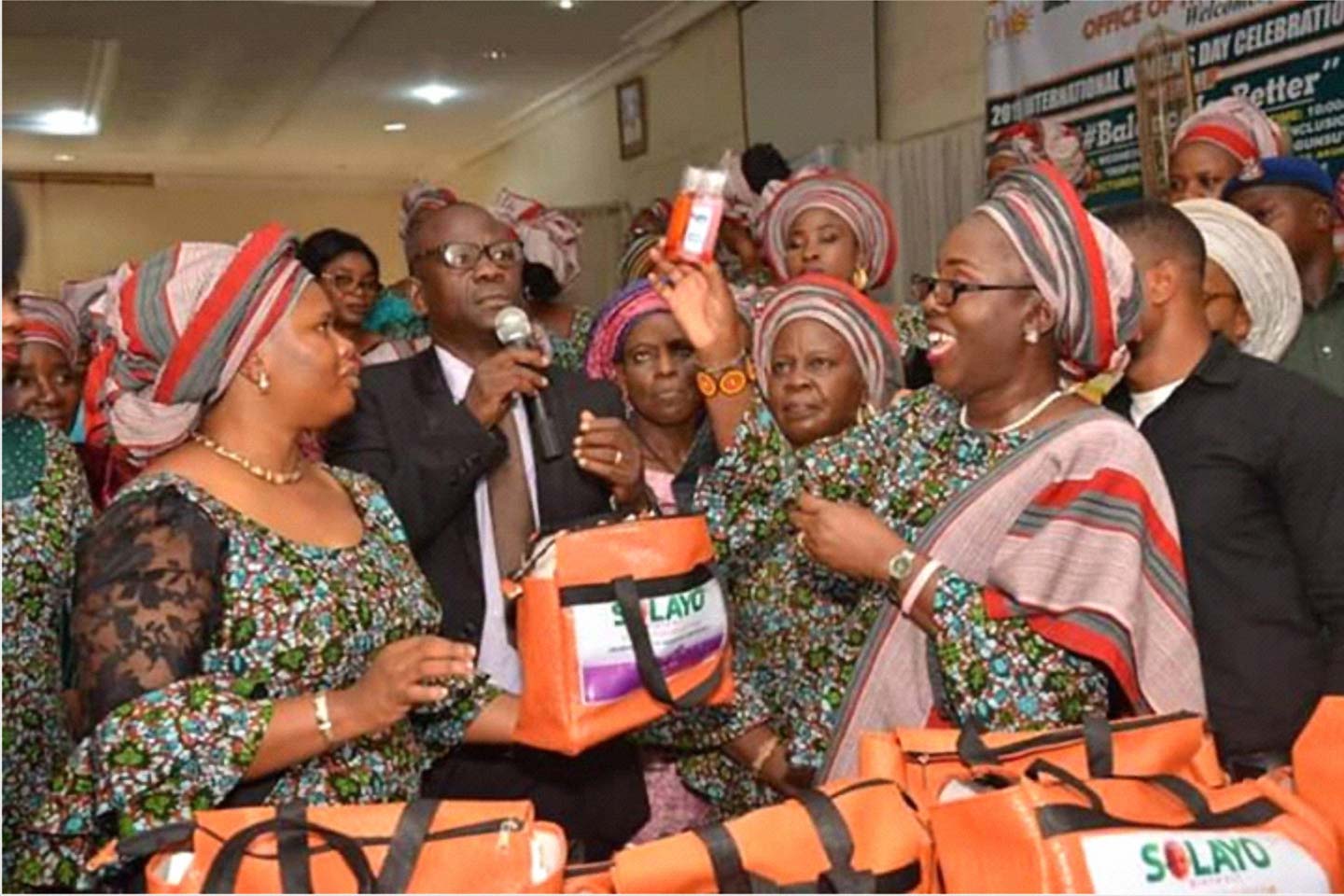 Betty Anyanwu-Akeredolu, First Lady of Ondo State (first left, with officials during a SOLAYO ceremony). Credit: James Adekola
