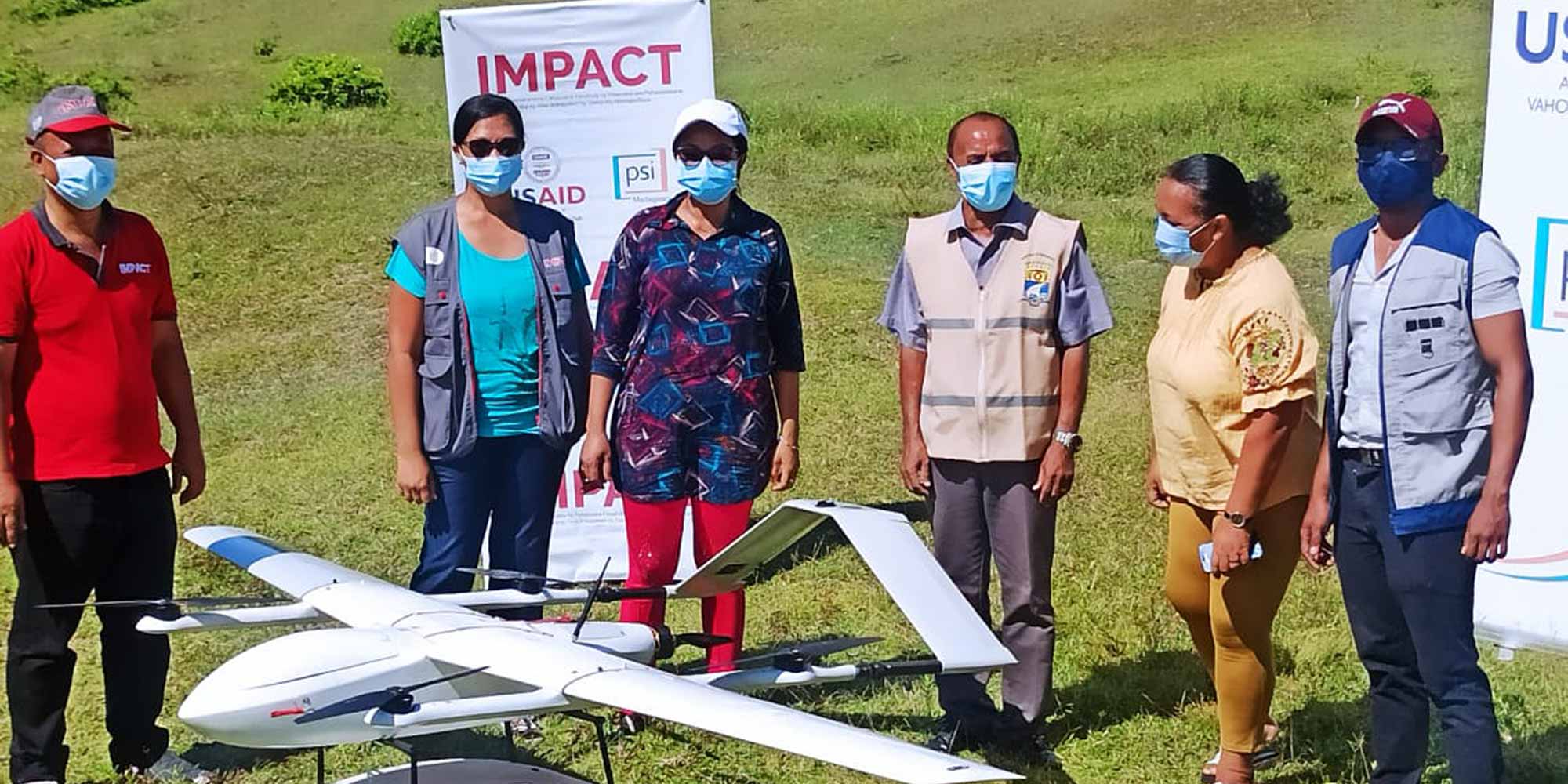 Le district pilote de Toamasina II teste les drones cargos pour le transport de vaccins. Crédit : Programme Impact Madagascar