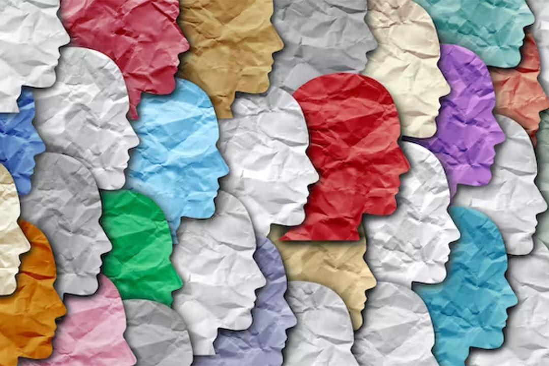 3D illustration of multicoloured profiles. Lightspring/Shutterstock