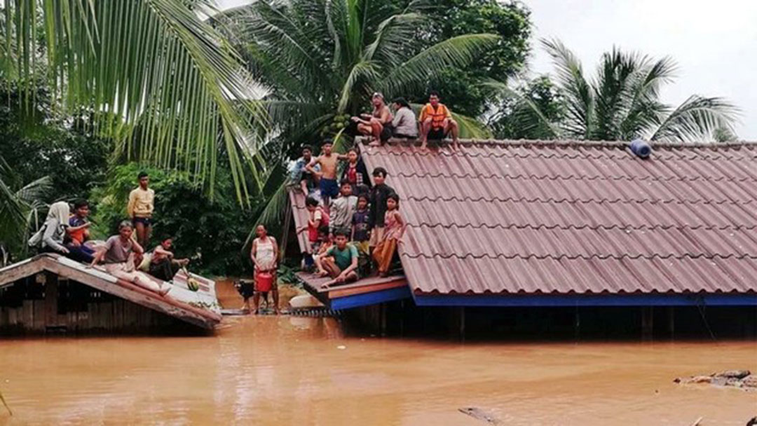 A flood hit village in Attapeu Province in Laos.