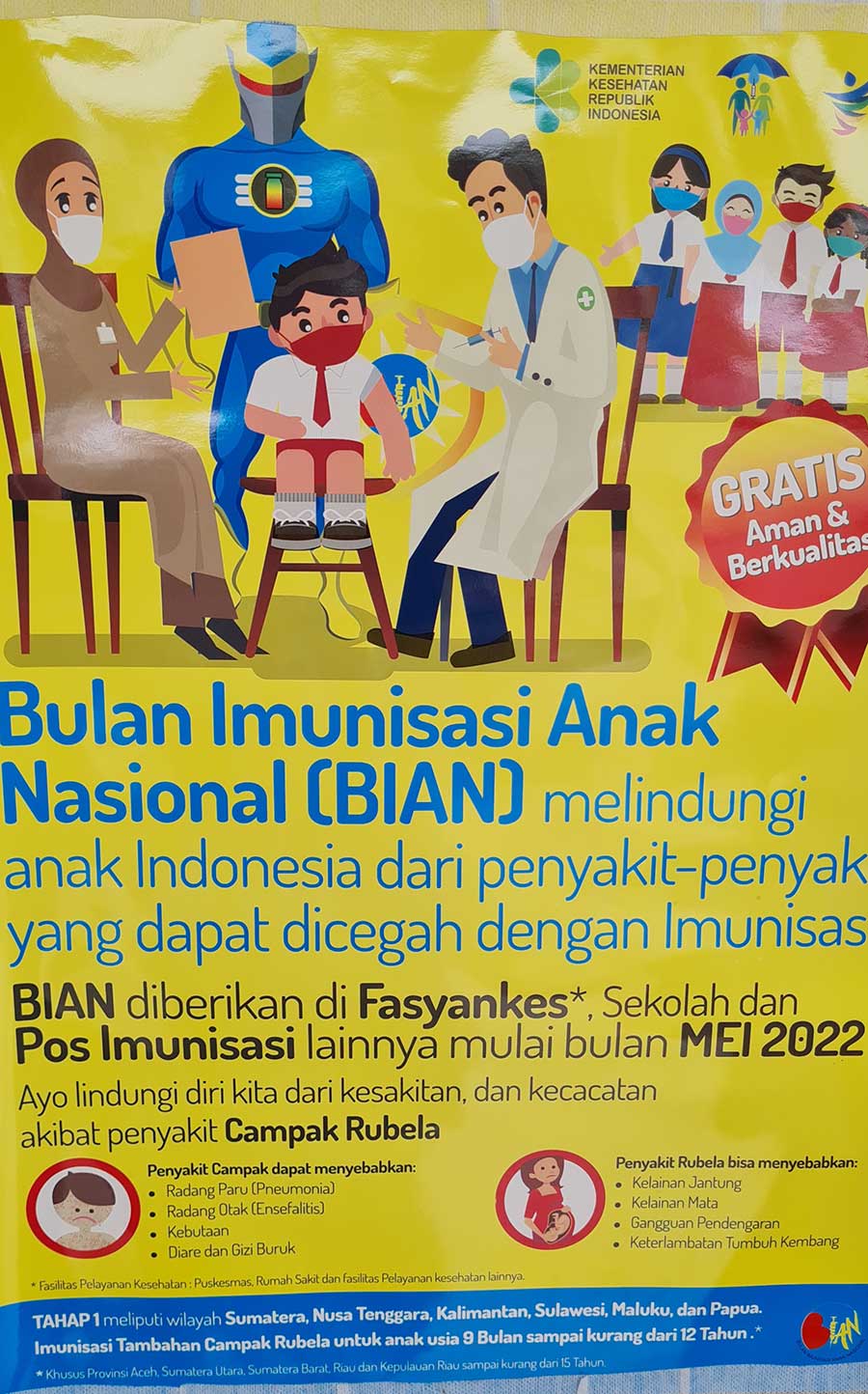 A poster for Indonesia’s National Month for Child Immunisation (BIAN). Credit: Dyna Rochmyaningsih