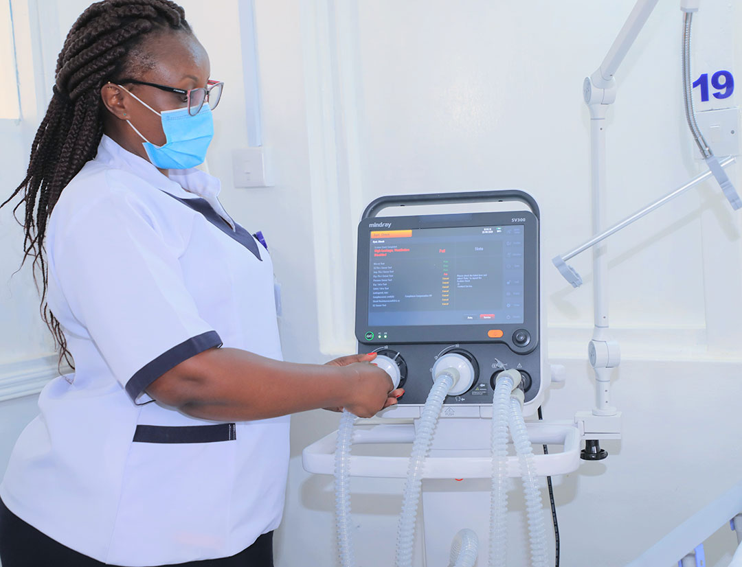 Critical care nurse Gladys Wangare at Kitui hospital.