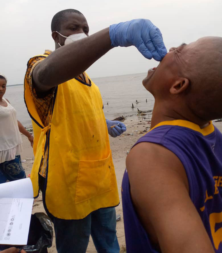 An inhabitant of South West Cameroon receives a dose of cholera vaccine. Credit: Filbert Eko Eko