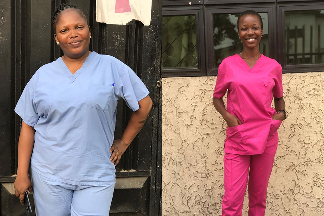 Nurse Emmanuel Oluwafeyikemi (left) and nurse Glory Pius (right). Photo Credit: Ijeoma Ukazu