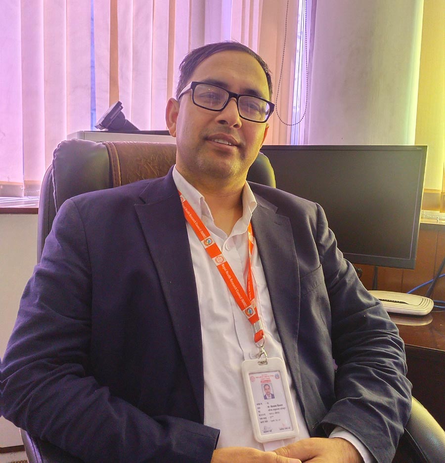 Dr Meghnath Dhimal, Chief, Research Section, Nepal Health Research Council (NHRC). Credit: Chhatra Karki