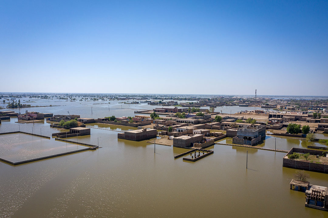 An urban residential area in Sohbatpur town, which is still heavily under water months after the rains. Credit Gavi/Asad Zaidi