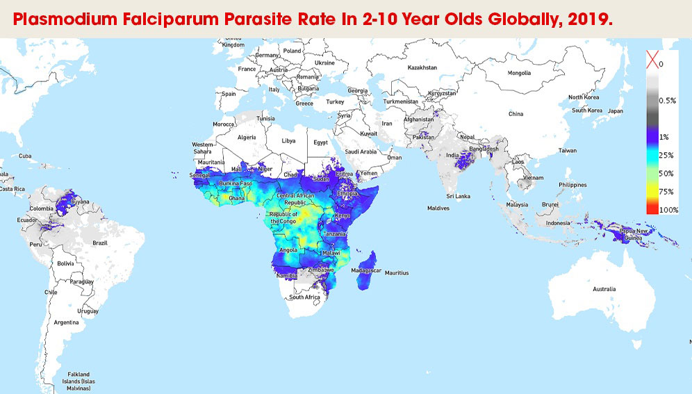 Adaptée de Malaria Atlas Project’s interactive map and data explorer.