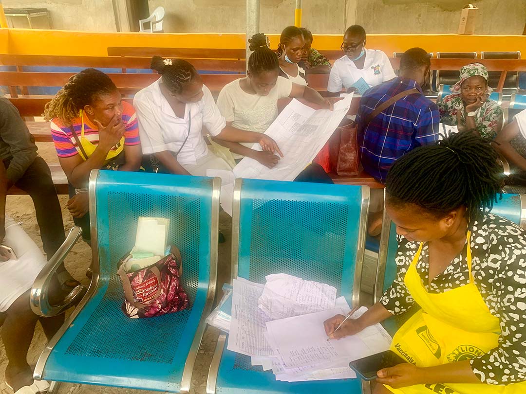 The Immunisation team at Odonla healthcare centre getting ready to go into the community. Credit: Adesewa Adelaja