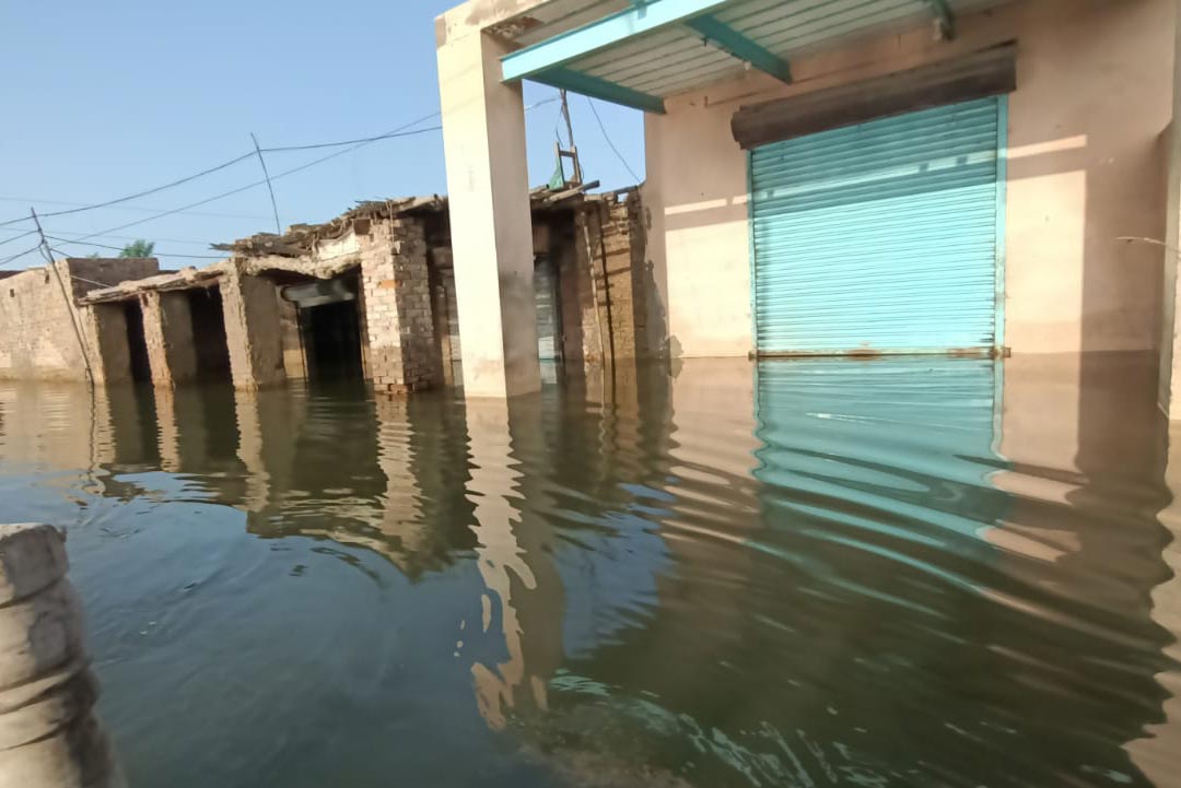 The flood water stranded in district Jaffarabad caused the spread of dengue and other diseases. Credit: Saadeqa Khan.