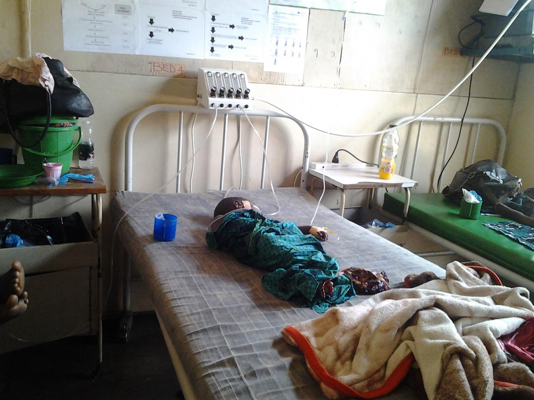 A child receiving malaria treatment in a Malawian hospital. Credit: Josephine Chinele