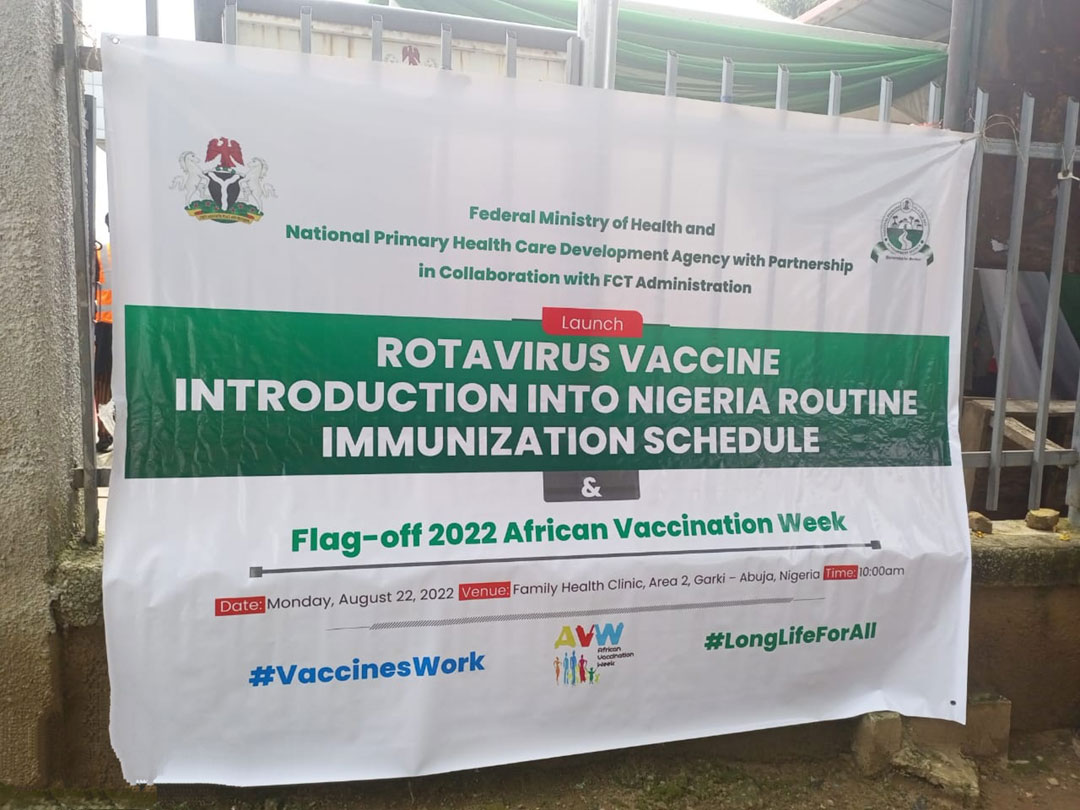 A banner on display during the rotavirus vaccine launch in Abuja. ​​​​​​​Photo credit: Ijeoma Ukazu