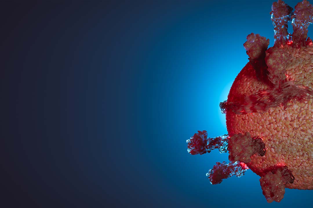 BA.2 subvariant of coronavirus 3D rendering