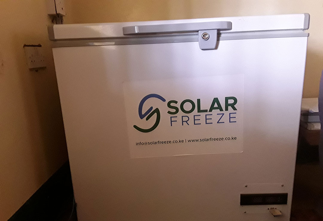 A low maintenance but high impact solar powered freezer that serves three health facilities in Makueni County. Photo: Joyce Chimbi