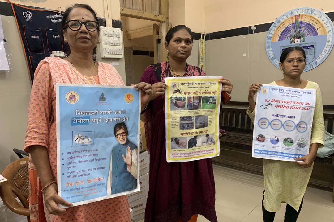 Left to Right: Health Visitor, Vanita Santosh Churi, ASHA worker Vaishali Solase and ASHA worker Jyoti Patil. Credit: Sweta Daga