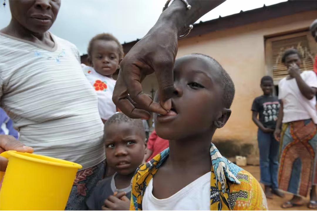 A nurse gives gives medicine, Ivermectin, against onchocerciasis or river blindness. Credit: Issouf Sanogo/AFP via Getty Images