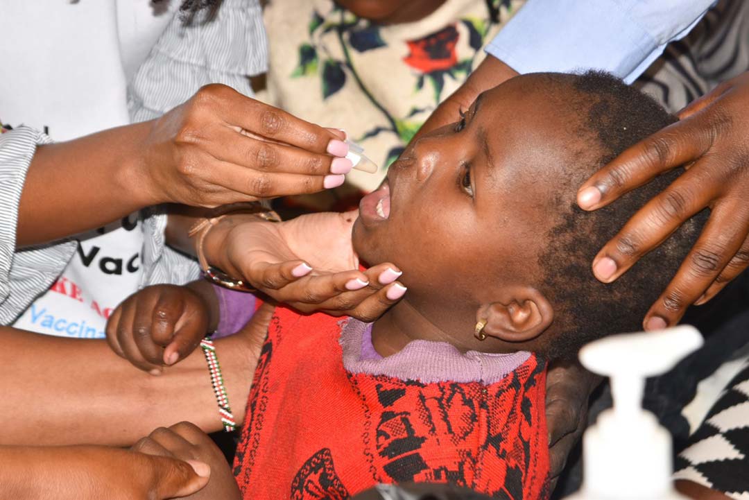 A child is vaccinated against Cholera during the Oral Cholera Vaccination (OCV) campaign launch held in Nairobi county on 3 August 2023 Credit: Mike Mwaniki