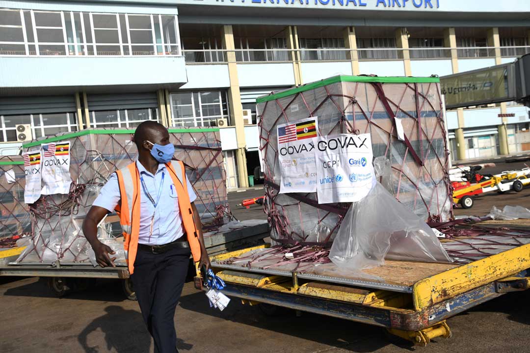A consignment of COVID-19 vaccines through COVAX. Credit: UNICEF/2022/Maria Wamala