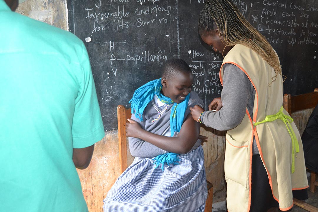 A girl getting the HPV vaccine. Credit: Dicta Asiimwe