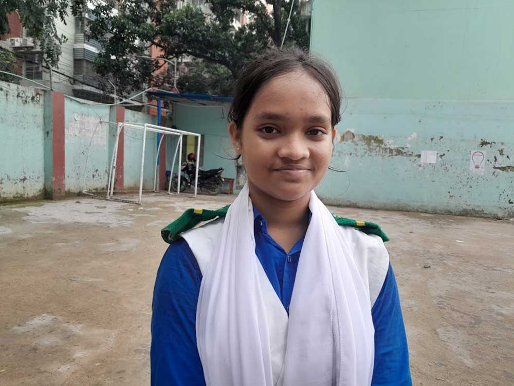 Ariba Khandaker Adrita, student of Banani Bidya Niketon and a HPV vaccine receipent.