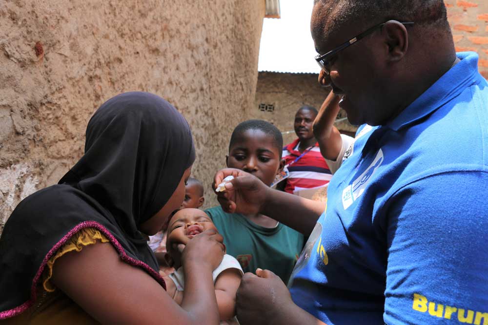 Oral polio vaccine administered during the vaccination campaign. Credit: Moses Havyarimana