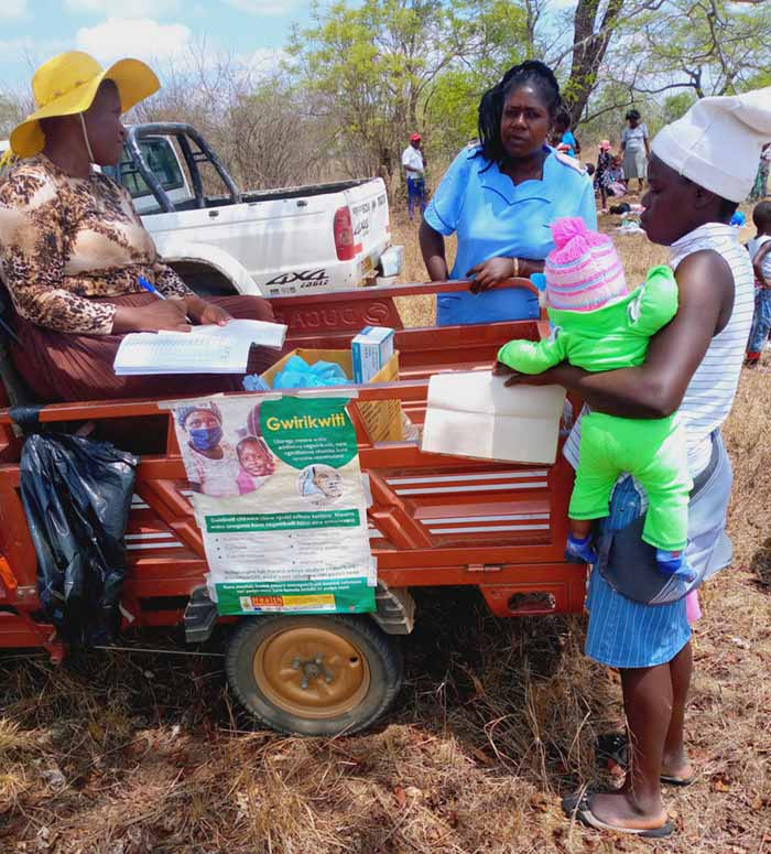 Igava clinic staff led by sister-in-charge Tebbie Chidemo during a measles vaccination campaign in 2022. Credit: Tebbie Chidemo