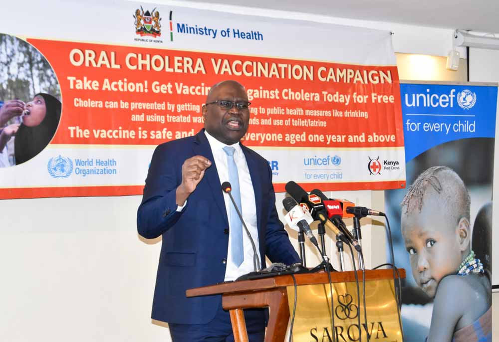 Kenya's Ministry of Health Deputy Director-General, Dr Sultani Matendechero addresses journalists during a media meeting held in Nairobi on 2 August 2023. Credit- Mike Mwaniki